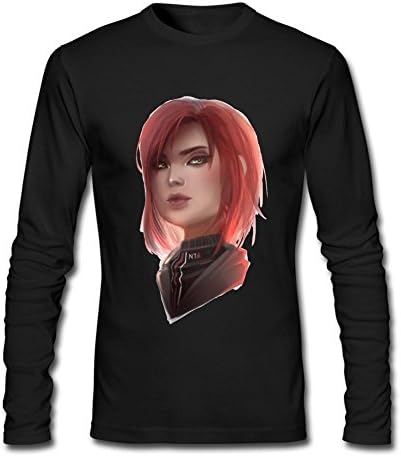 GPIFHD Men's Mass Effect Shepard T-shirt Long Sleeve Black L