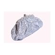 Silver sequinned clutch bag padded with diamante edging and ball clasp to close'