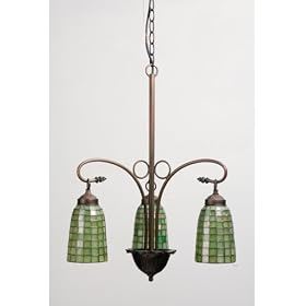 20.5"W Green Geometric 3 Lt Chandelier Ceiling Fixture by Meyda