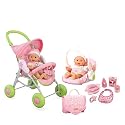 Fisher Price New Born Deluxe Playset - New Born Stroller, Travel Seat, Diaper Bag, 7 Piece Accessories and one Newborn doll