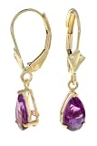 14K Yellow Gold Amethyst Earrings