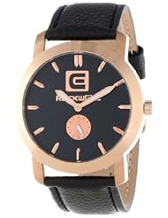 Rockwell Time Unisex CT109 Cartel Black Leather Band Black Dial Rose Gold Case Watch