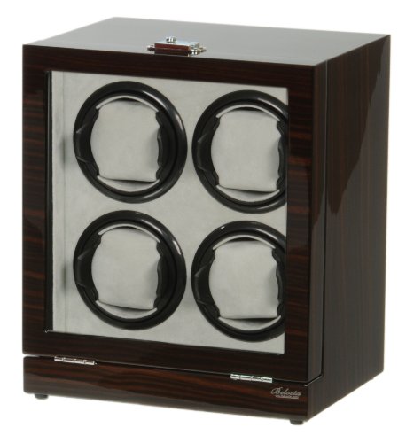Quad Automatic Watch Winder Black Solid Wood W/LCD Display 544EVR