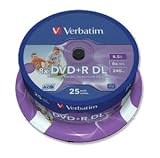 100 Verbatim 43667 DVD+R, 8x, 8.5GB, Dual Layer Print, 4 x 25 spindle