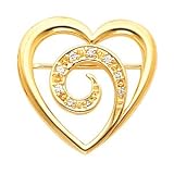 14K White or Yellow Gold Diamond Heart Brooch - 0.12 Ct. (ALSO AVAILABLE WITH GEMSTONES)