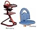 Svan High Chairs from Scandinavian Child with Infant Kit and Cushion, Chambray Cushion with Mahogany Wood