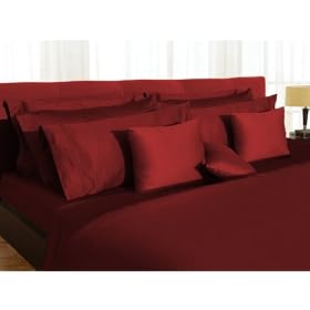 350 Thread Count Egyptian Cotton Sateen Extra Deep Pocket Sheet Set Carmine Red Queen