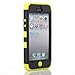 ATC Masione(TM) Hard Impact Resistance Case Rubberized Silicone Hybrid Case Cover with Kickstand For Apple iPhone 5 5G With Screen Protector & Stylus Pen (Black+Yellow)