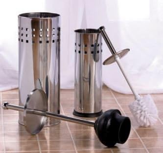 Stainless Steel Bathroom Collection - Hides Unsightly Plungers and Toilet Brushes!