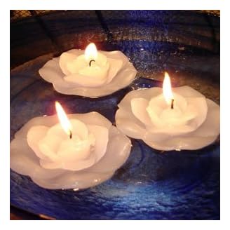 48 White Rose Floating Flower Candles - Wedding