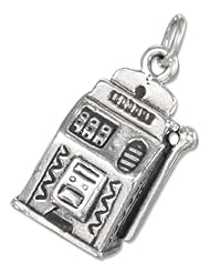 Sterling Silver Antiqued Three Dimensional Slot Machine Charm
