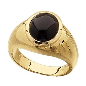 14Kt Yellow Gold Empire Cabochon Genuine Black Onyx Ring