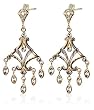 10 KT Two Tone Gold 10K Chandelier Post Dangle Earrings