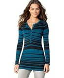 DKNY Jeans Striped Henley Sweater Tunic
