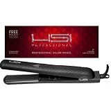 HSI 1" CERAMIC TOURMALINE IONIC FLAT IRON HAIR STRAIGHTENER FREE HEAT CASE & GLOVE. DUAL VOLTAGE 110/220 IDEAL FOR TRAVEL