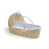 Badger Basket Natural Moses Basket with Hood, Blue... by Badger Basket