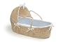 Badger Basket Natural Moses Basket with Hood, Blue Waffle Bedding