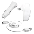 Universal Apple iPod USB Charger Kit - USB Retractable Hotsync Cable - USB Home Travel Charger - USB 12V Cigarette Lighter Charger for iPod Classic, iPhone, iPod Touch, iPod Nano, & All iPods w/ Dock Connector