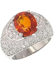 Oval Orange Sapphire (4.28ct) & Diamond (2.12ct) Ring