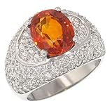 4.28ct Oval Orange Sapphire & Diamond (2.12ct) Ring