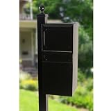 dVault Full Service Locking Mailbox, Black Post/Column Mount Delivery Vault, Box and Side Mount In-Ground Post Kit, DVU0050-SMPI-1-KIT, Black