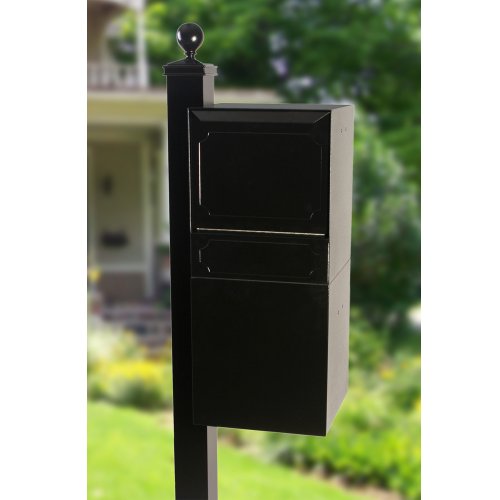 dVault Full Service Locking Mailbox, Black Post/Column Mount Delivery Vault, Box and Side Mount In-Ground Post Kit, DVU0050-SMPI-1-KIT, Black
