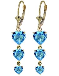 14k Gold Chandelier Earrings with Genuine Blue Topaz
