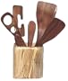 Baerreis Hand Crafted Kitchen Utensil Set, Six Natural Walnut Tools, Ambrosia Beetle Maple Holder USA Made
