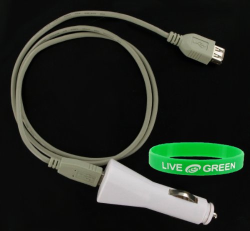 USB Car Charger and 3ft USB Data / Charge Extension Cable for Flip Video Ultra Series Camcorder
