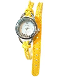 Yellow Floating CZ Petite Adult Women, and Teen girls Bracelet Wrap Watch 6" to 7"