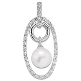 South Sea White Pearl Pendant with Diamonds in 14K White Gold