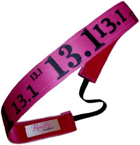 RazzyRoo Headbands "Marathon Spirit 13.1" Running Non Slip Headband - Pink & Black