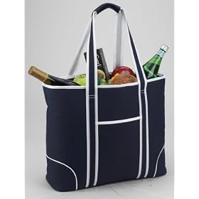 Picnic at Ascot Bold Collection Large Navy Insulated Tote 14.75x20-in.