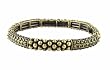 Bracelet - B141 - Antique Gold Tone Metal & Crystal Stones - Stretch ~ Olive Green