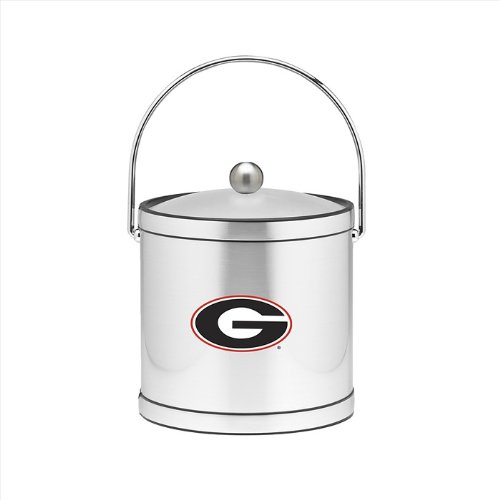 NCAA Georgia Bulldogs Brushed Chrome Mylar Ice Bucket with Acrylic Cover, 3-Quart