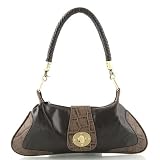 Faux Leather & Croc Embossed Shoulder Bag - Brown