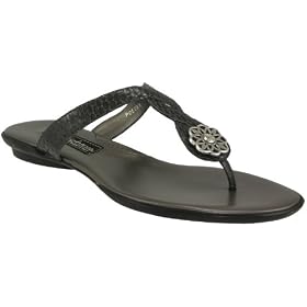 Buy Brighton Poetry Ladies Brown Pewter Thong Sandals by Brighton