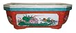 Chinese hand painted double walled porcelain bonsai planter pot - traditional lotus and mandarin ducks (love birds) design