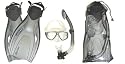 Small/Medium Body Glove Mask Dry Snorkel Fin Set w/Bag for Snorkeling Silver S/M (men 4 1/2 - 8 1/2) (wmn 5 1/2 - 9 1/2) Fins Package Vacation Authorized Dealer