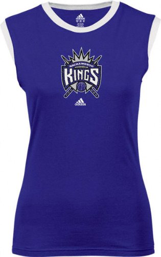 Sacramento Kings Women's adidas Sugar Logo Sleeveless Ringer Tee
