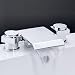from JoyPockets Contemporary Two Handle Widerspread Waterfall Bathroom Bath Tub Tap Mixer with Square Spout, Chrome