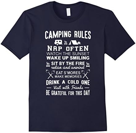 Men's I Don't Always Drink When I'm Camping T Shirt Quote Large Navy