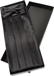 Cummerbund and Bow Tie Set With Box (Black)