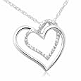 Choice of 10k White or Yellow Gold Heart Diamond Pendant (0.01 cttw, I-J Color, I3 Clarity), 18"