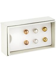 Jewelry Set with Sterling Silver, Rose Gold-Plated, and Yellow Gold-Plated Ball Stud Earrings