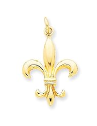 14k Yellow Gold Fleur de Lis Pendant. Metal Wt- 3.36g