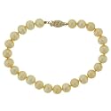 14k Yellow Gold 7-7.5mm Dyed Golden Freshwater Cultured Pearl Bracelet, 7.5"
