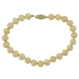 14k Yellow Gold 7-7.5mm Dyed Golden Freshwater Cultured Pearl Bracelet, 7.5