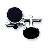 Sterling Silver Black Enameled Cuff Links