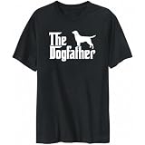 T-Shirt Mens Black  THE DOGFATHER Labrador Retriever  Dogs